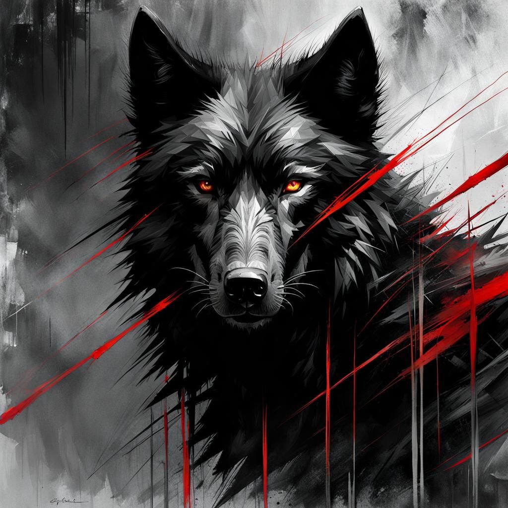 Sinister Black Wolf Digital Art