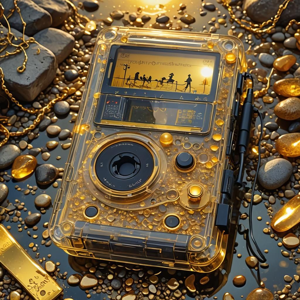 Transparent Walkman in Enchanted Shop: Surreal Art