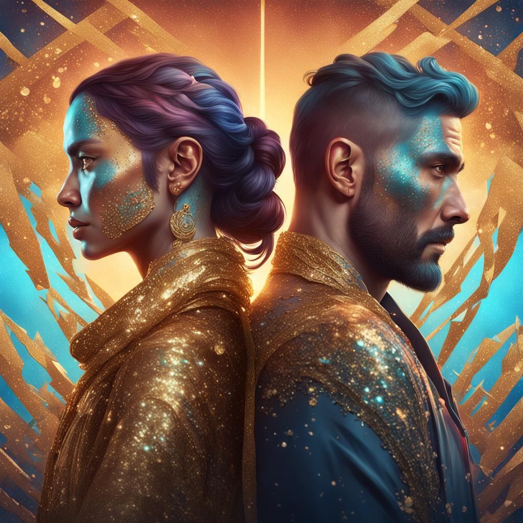 Glittered Portrait in Artgerm and Mucha Style