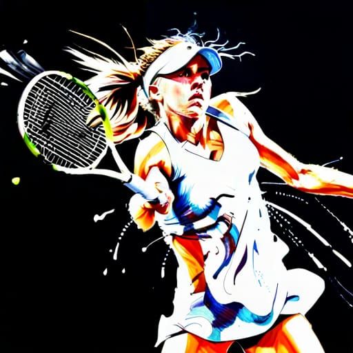 Katie Boulter Tennis Portrait in Splash Art Style