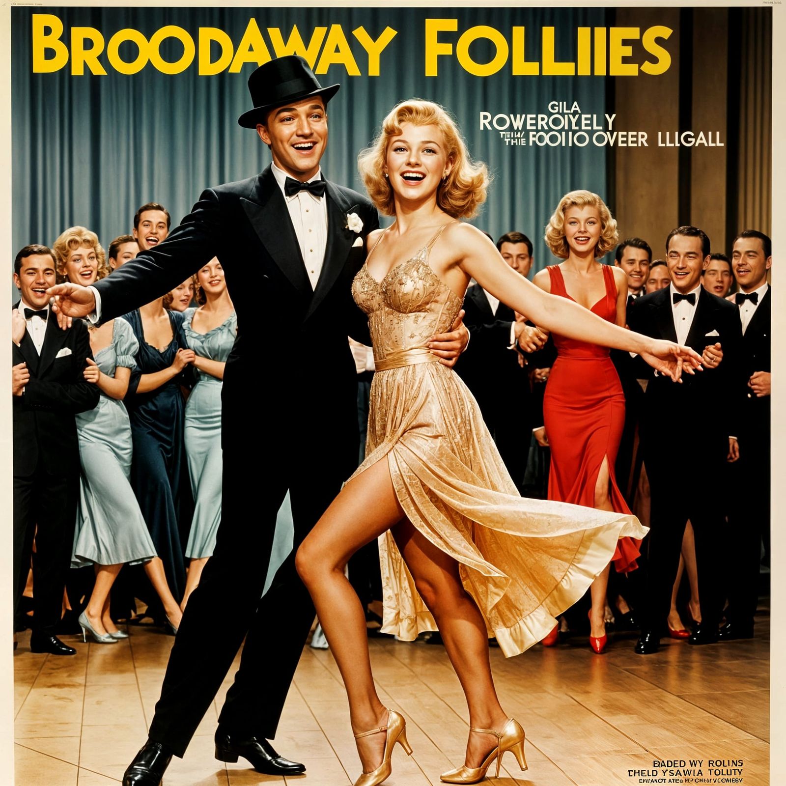 Broadway Follies Musical Poster with Gene Kelly & Ginger Rog...