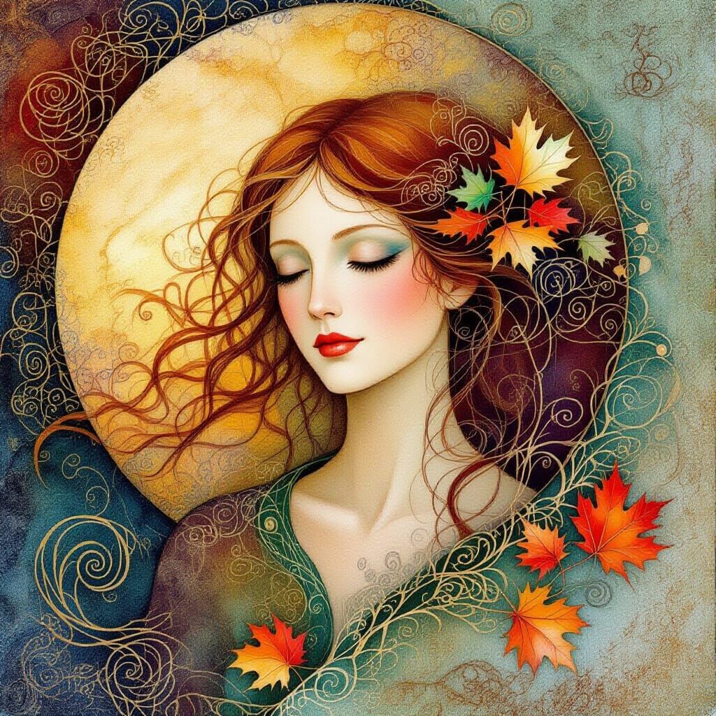 Dreamcore Autumn Equinox in Watercolor Decoupage