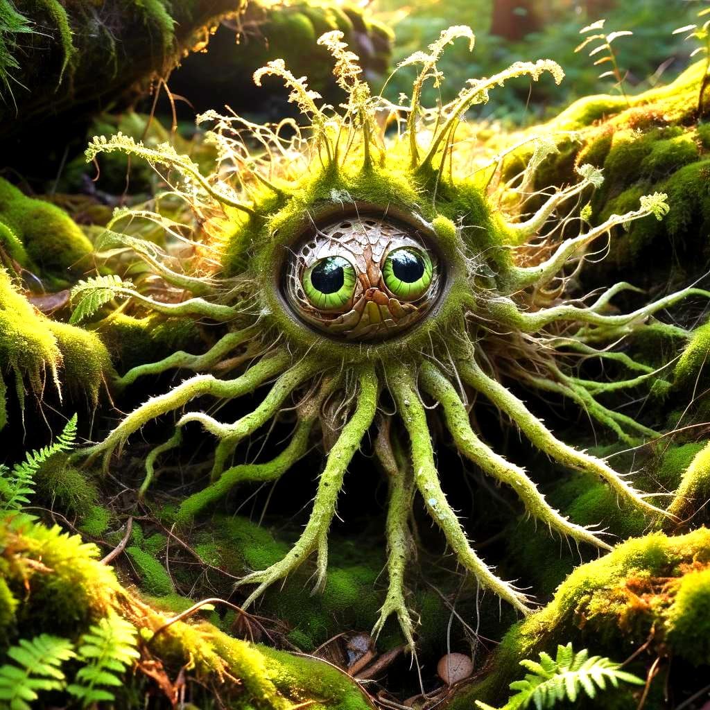 Intricate Nature Map of Moss Monster in Landscape