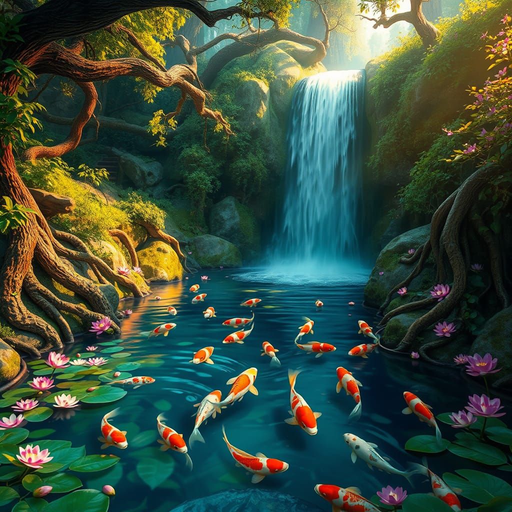 Fantasy Koi Pond in Emerald Paradise
