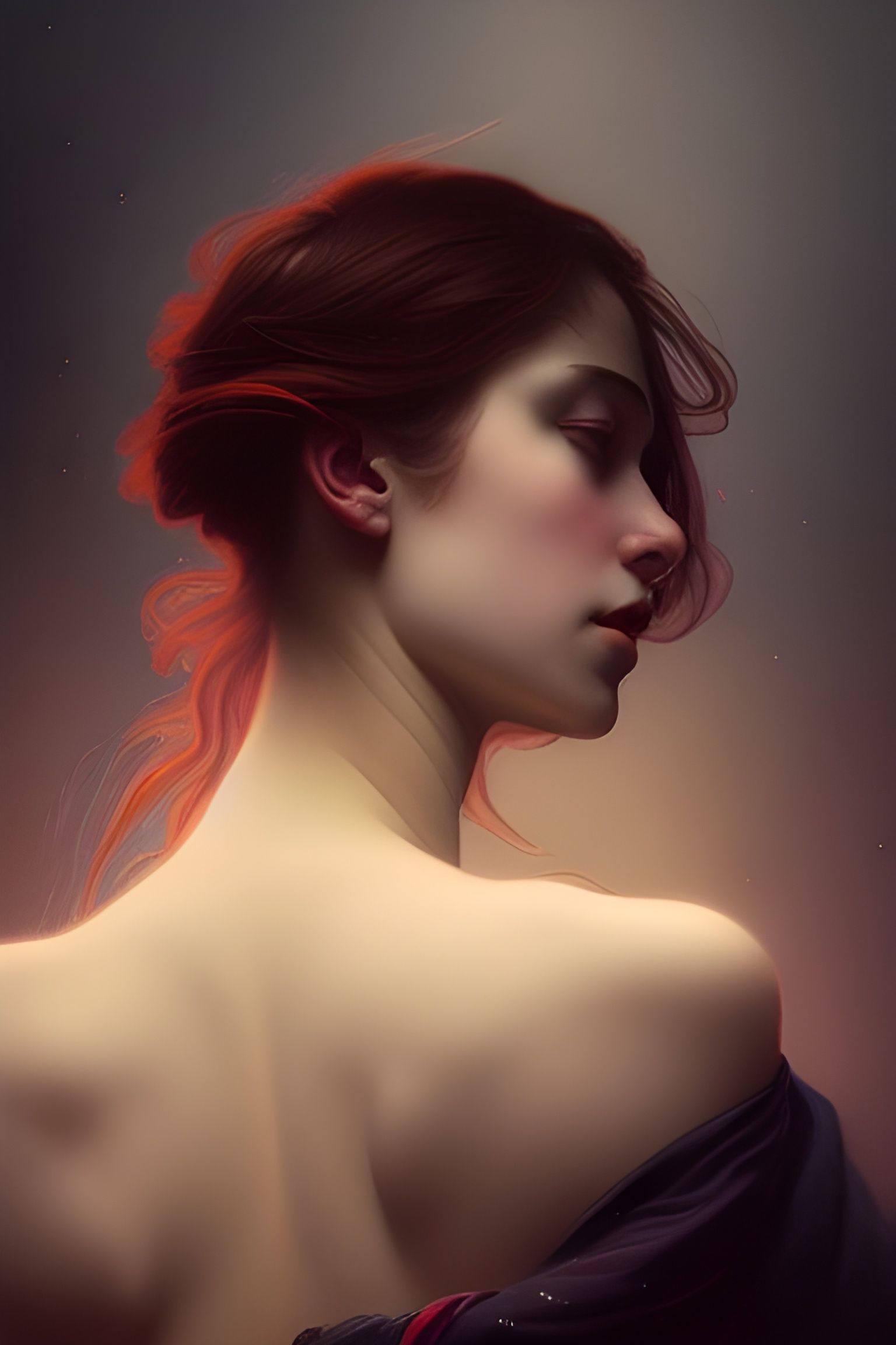 Tragic Portrait of Tanja in Watercolor Style