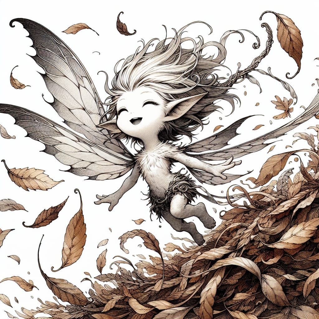 Whimsical Autumn Sprite in Anime Style