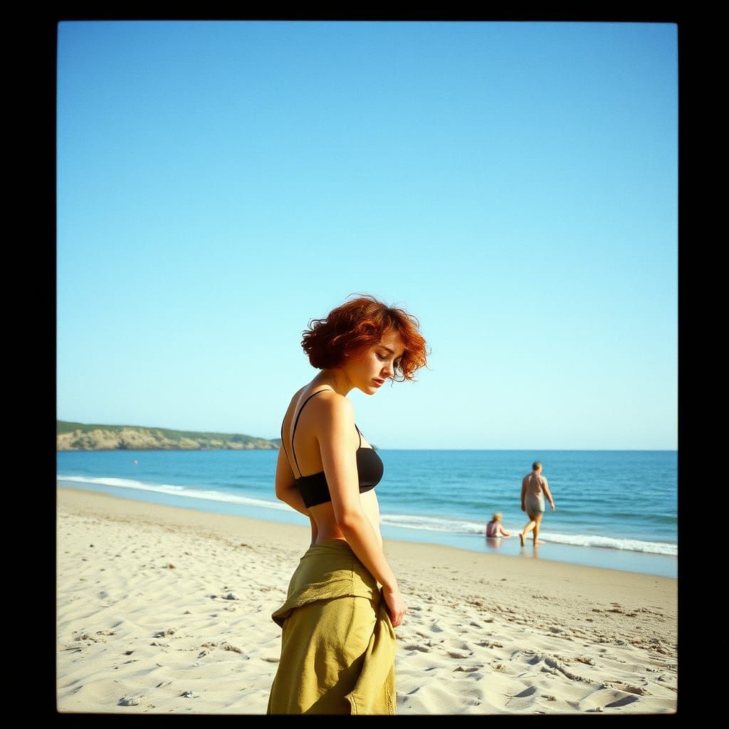 Redhead on Föhr Island: Cinematic Beach Scene
