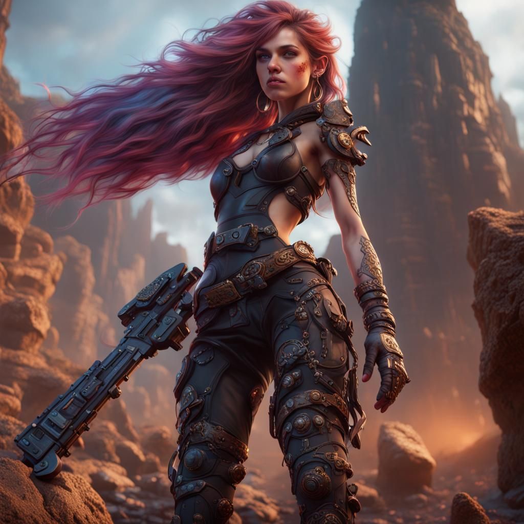 Fantastical Rock Girl in Detailed Matte Painting