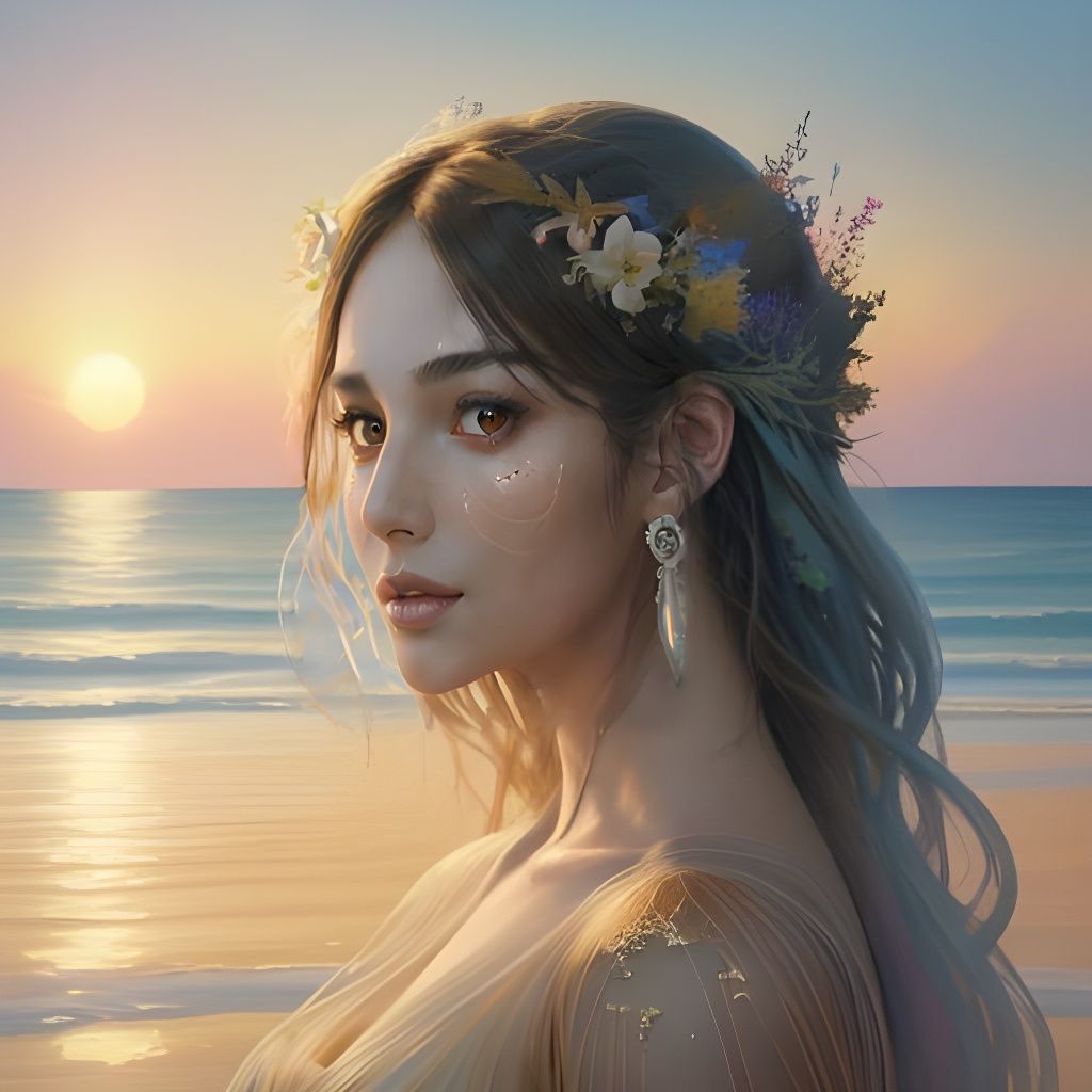 Golden Sunset Beach with Regal Silhouette and Fishing Boat