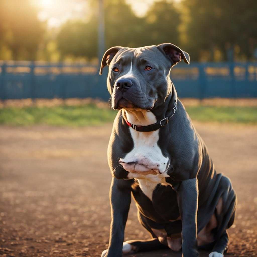 Lonely Pitbull Watches Other Dogs Play in Empty Dogpark
