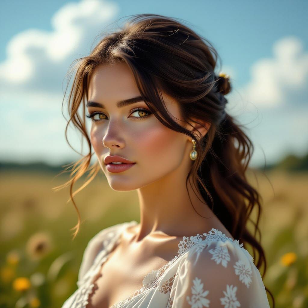 Woman's Profile on a Vibrant Summer Day