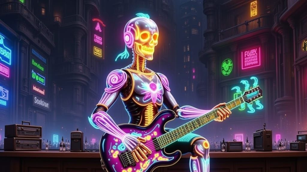 Neon Beach Landscape in Playa Style