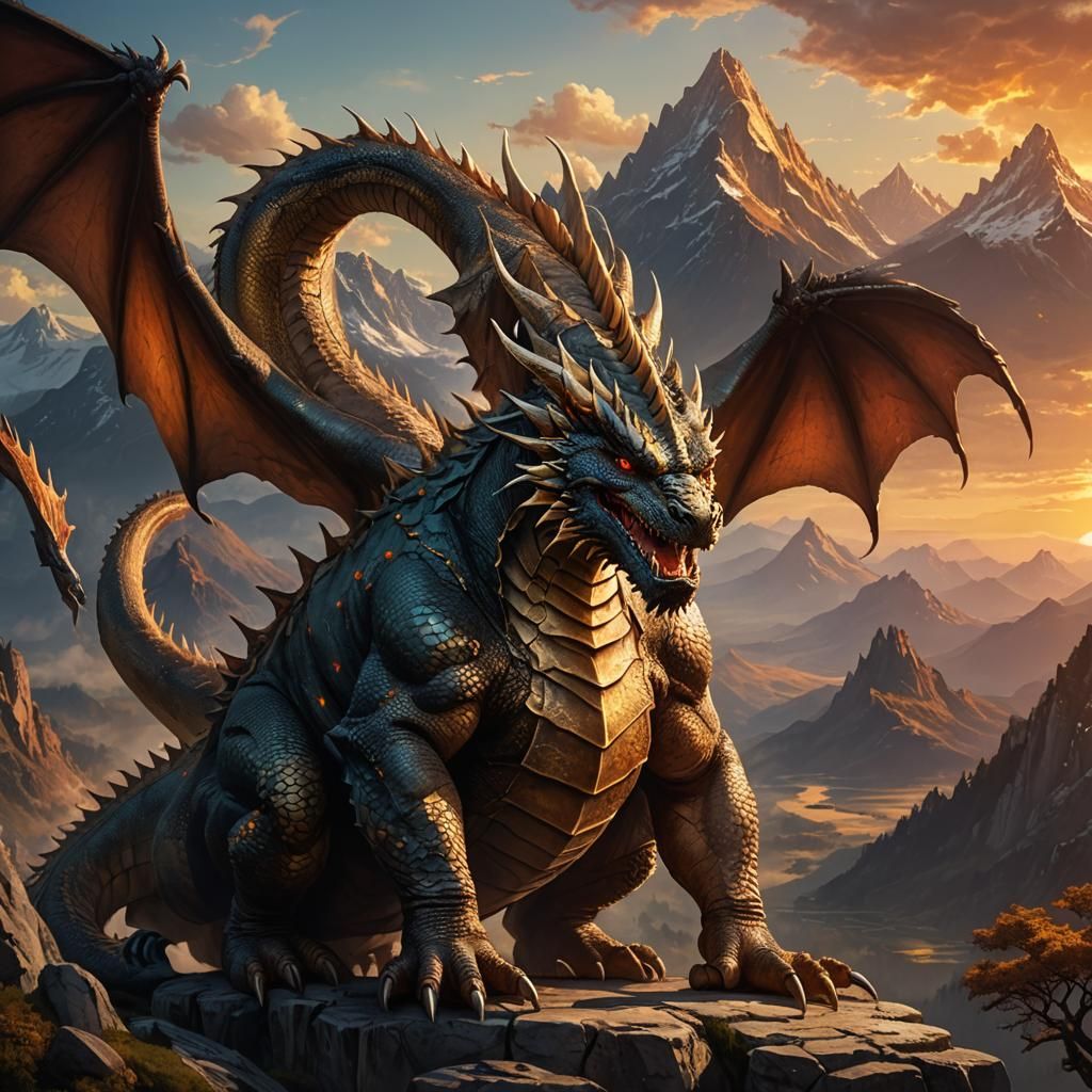 Fantasy Dragon Concept Art in Golden Hour