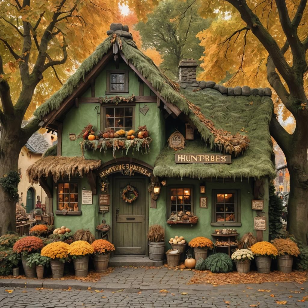 Fantasy Village Hunting Supplies in Autumn Sunlight