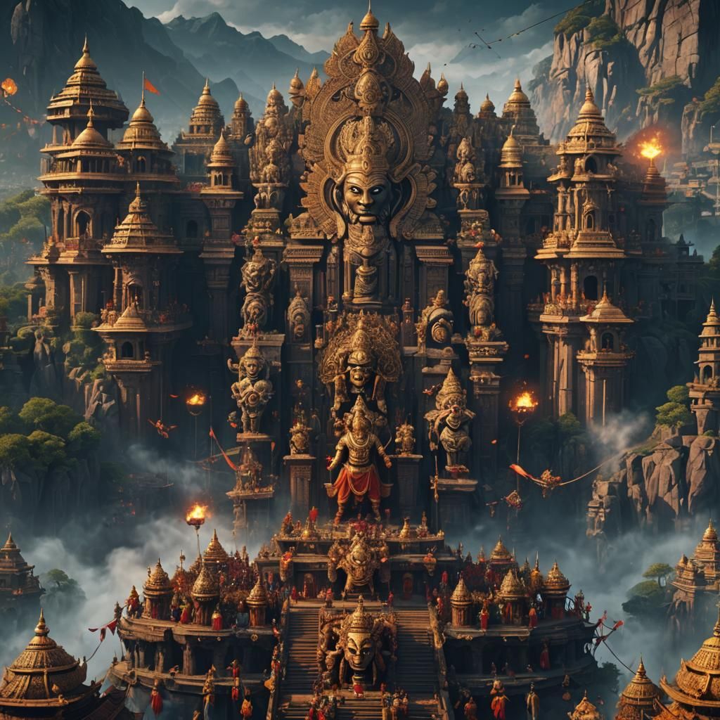 Dussehra Festival Concept Art in Deep Color