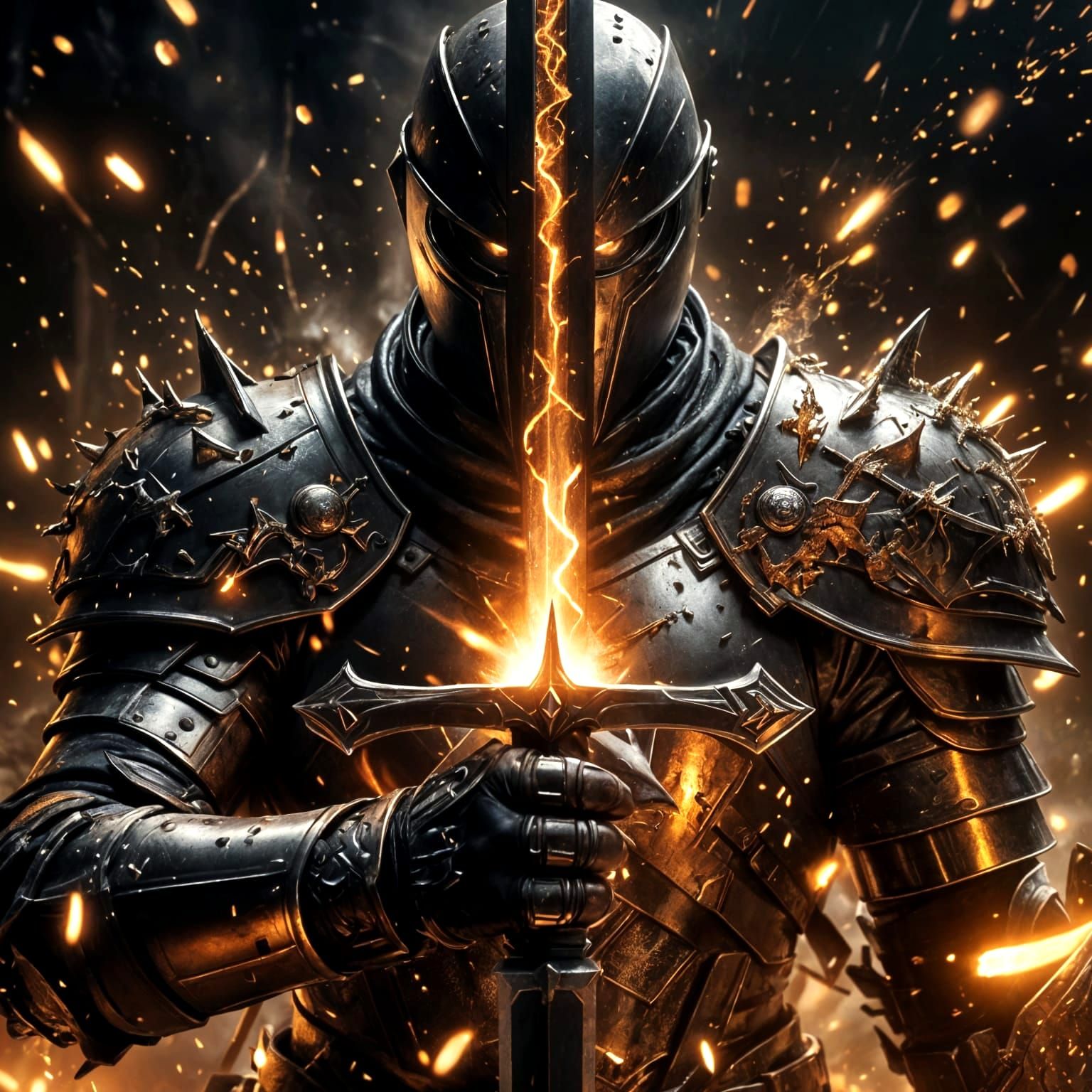 Epic Armored Warrior Unleashes Fury with Radiant Power Sword...