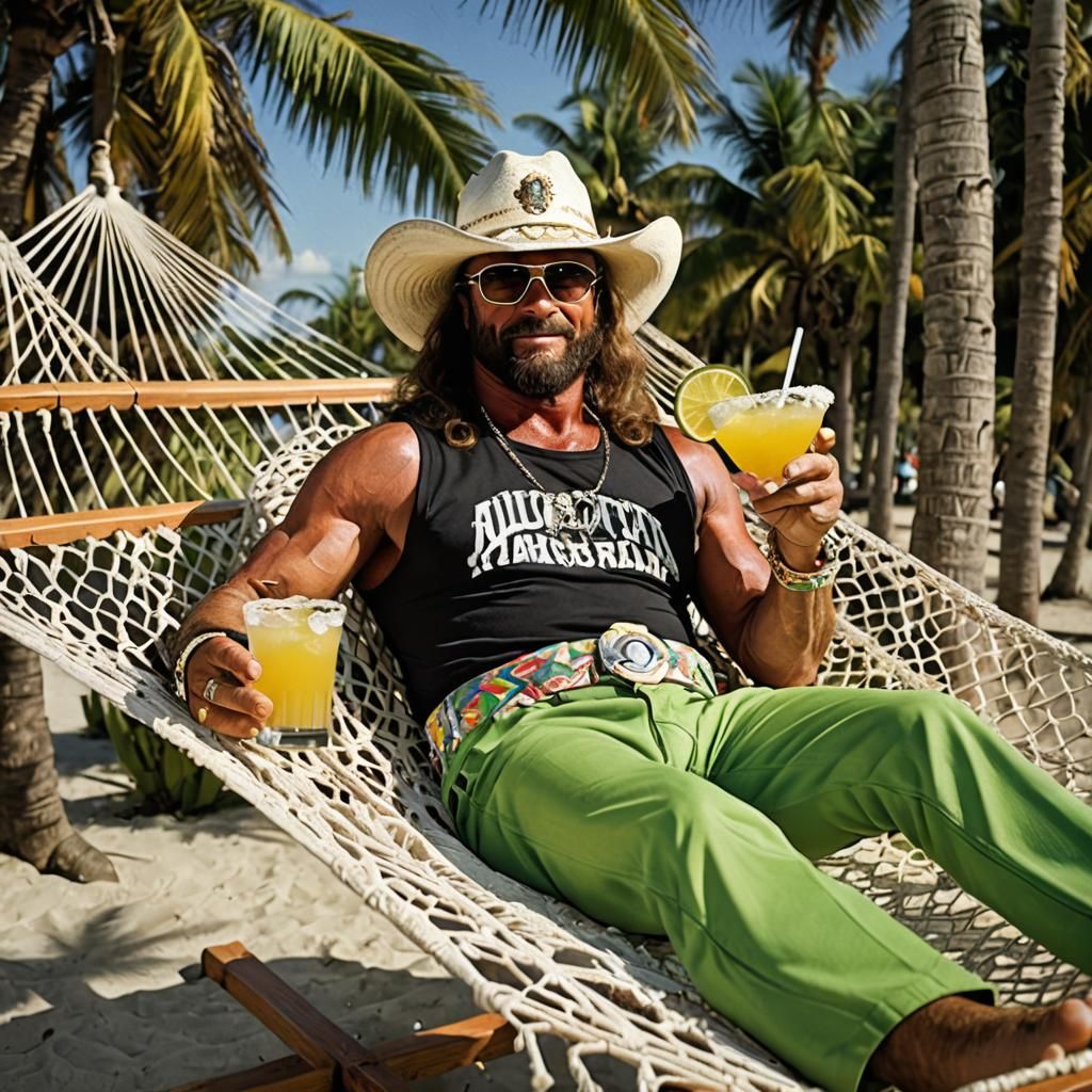 Macho Man Randy Savage Relaxing in Hammock