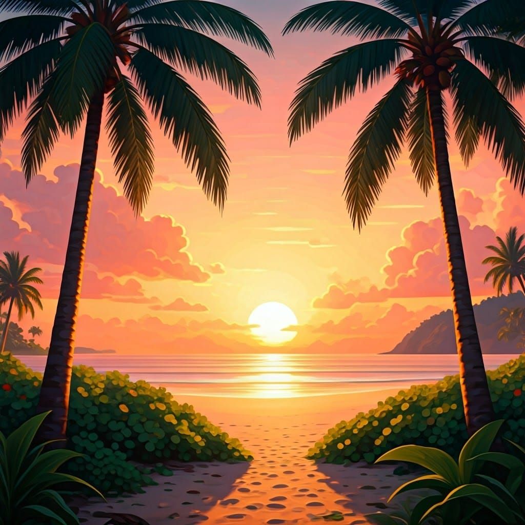 Tropical Paradise in Vibrant Morning Light