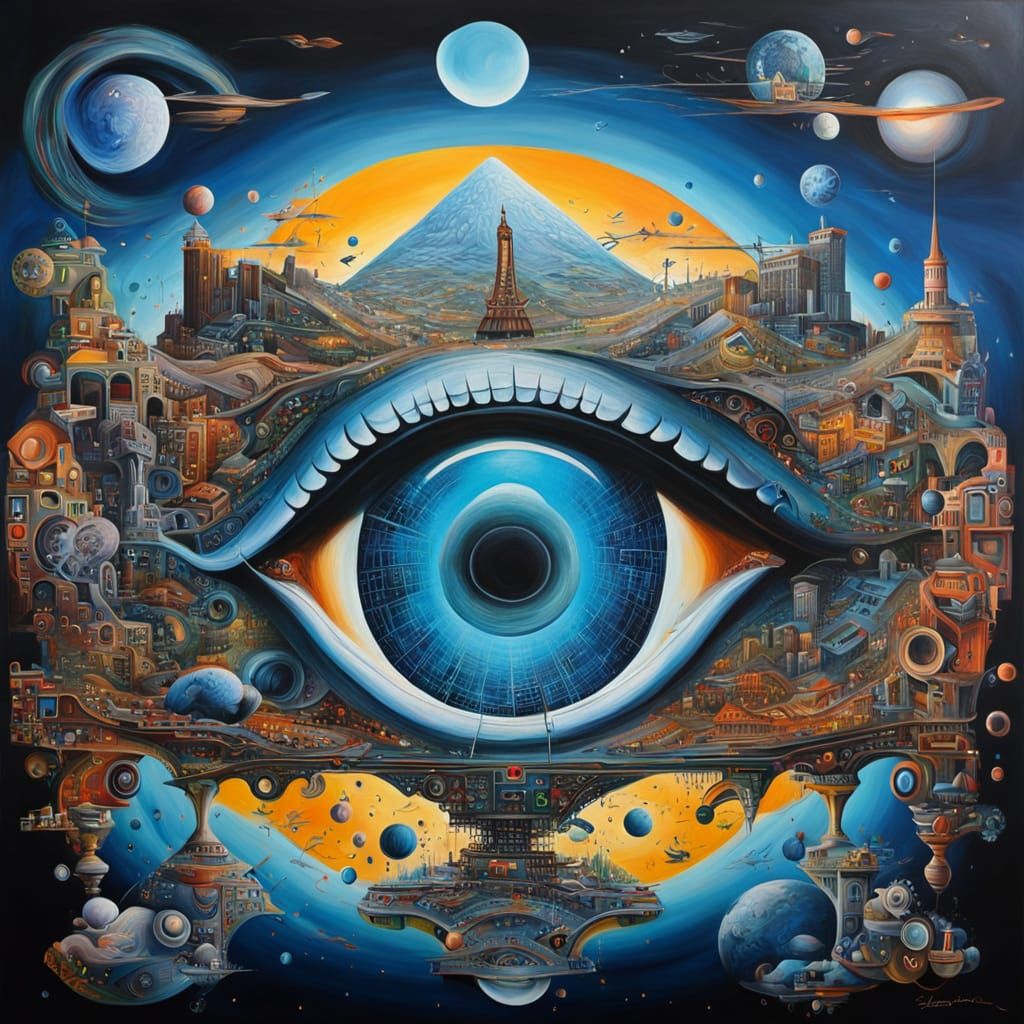 Surrealistic Vision of A.I. in Complementary Colors