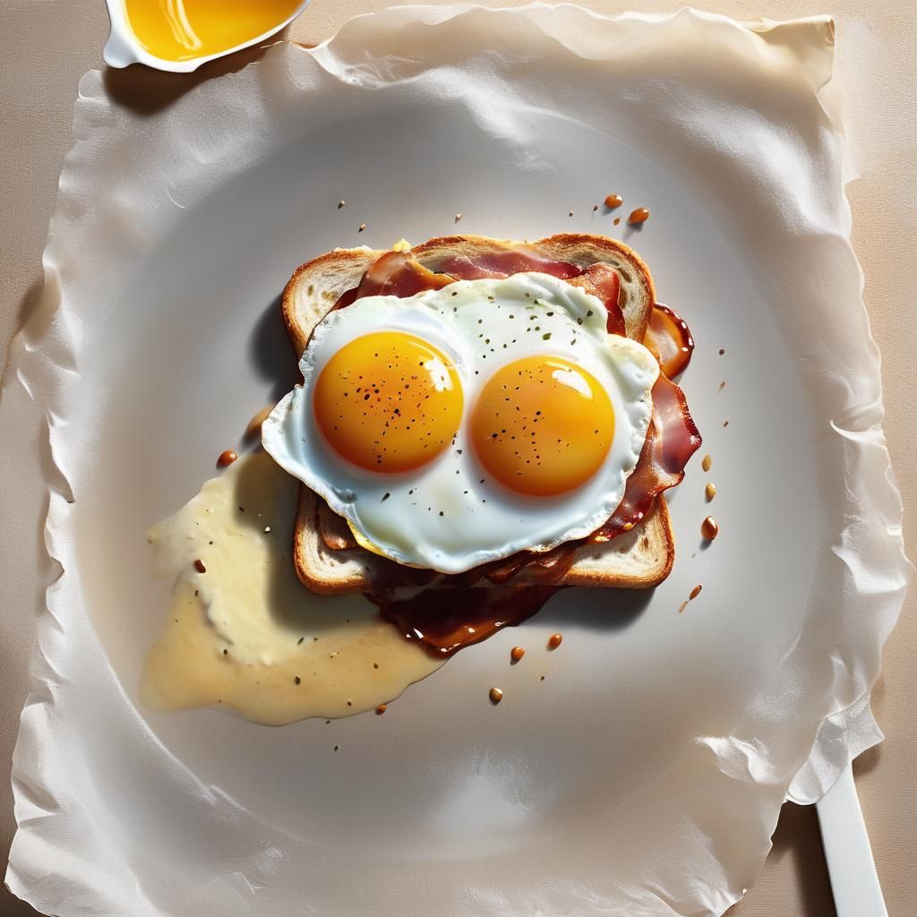 Delicious Bacon and Eggs on Toast: Digital Art