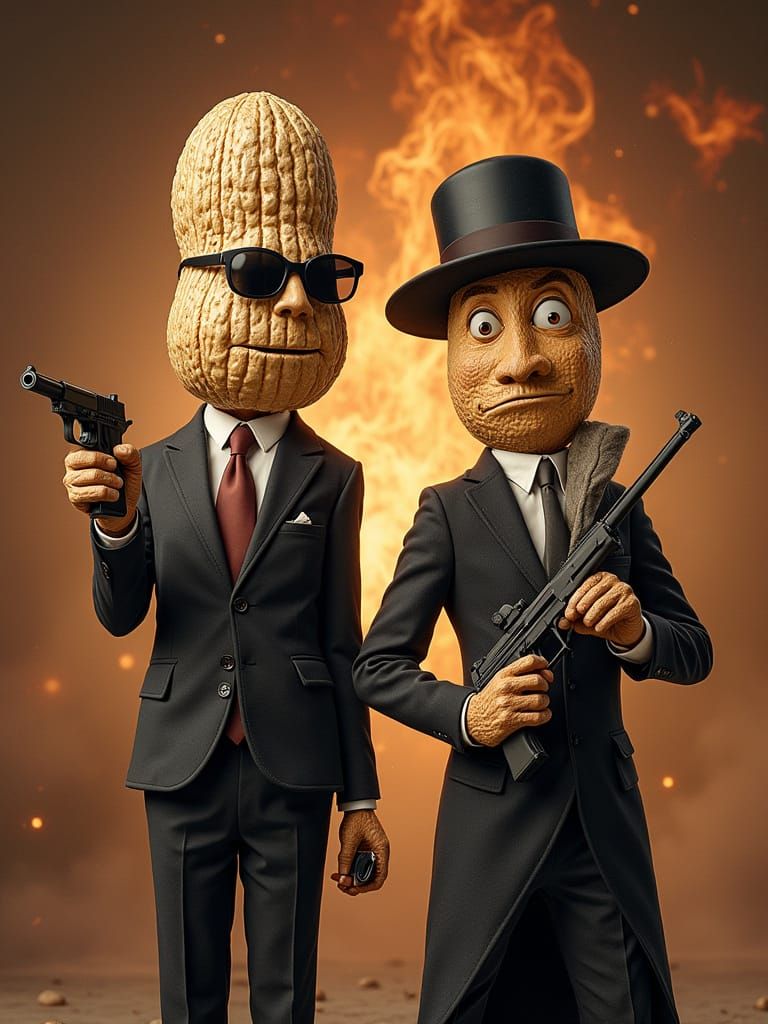 Silly Spy Movie Poster: Anthropomorphic Nuts on Mission