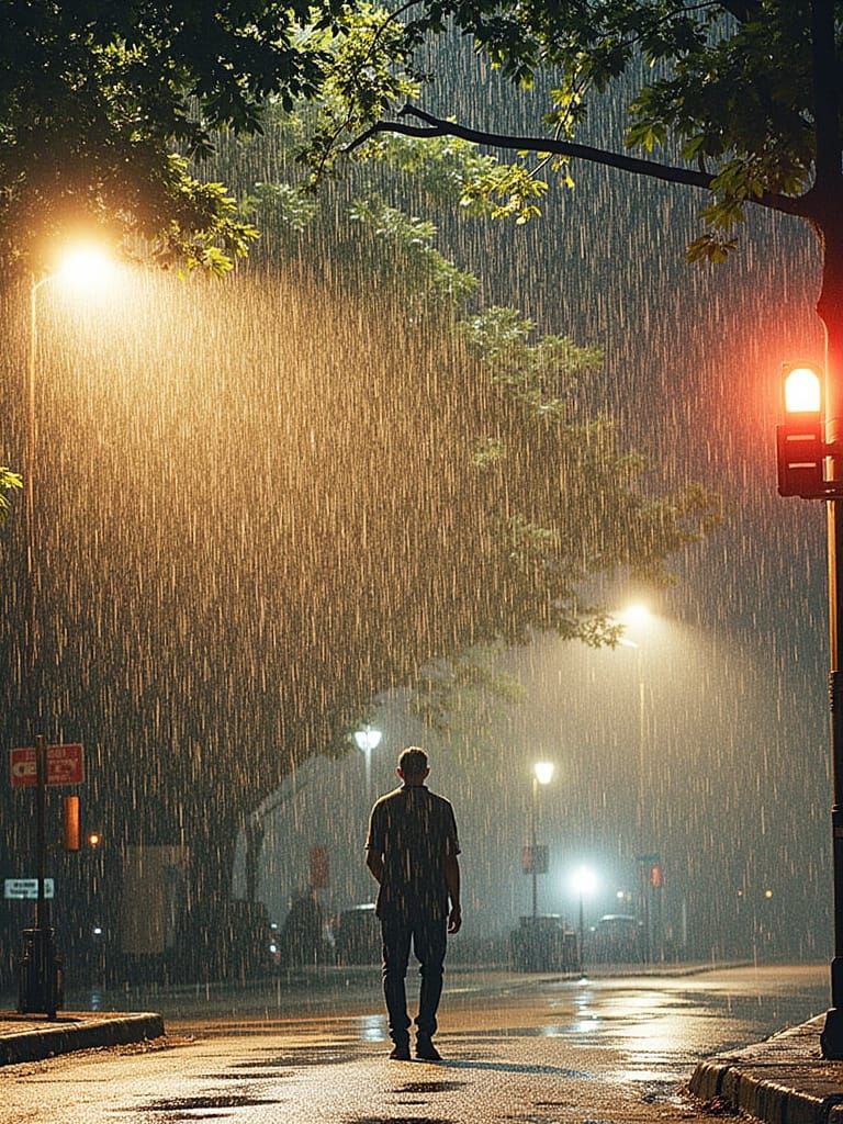 Rainy City Streets at Dusk, in Cinematic Film Style