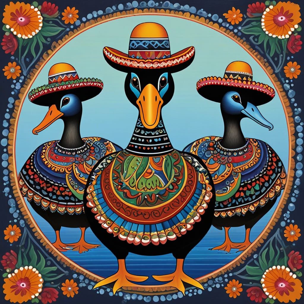 Colorful Alebrije Mariachi Band in Mexican Folk-Art Style