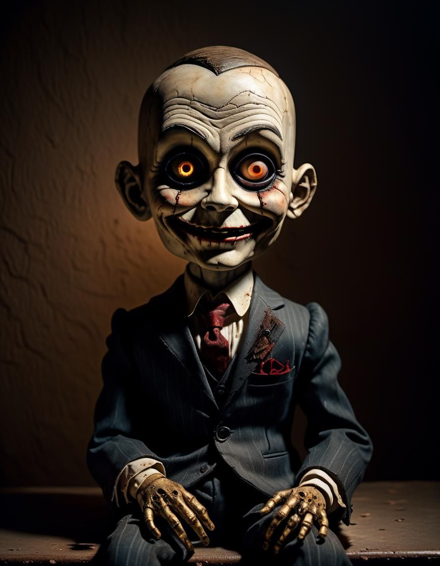 Sinister Ventriloquist Doll in Dark Fantasy Style