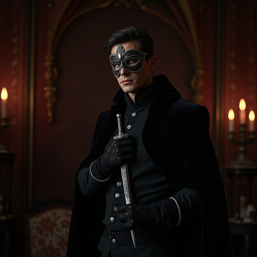 Victorian Masquerade Man in Dark Fantasy Style