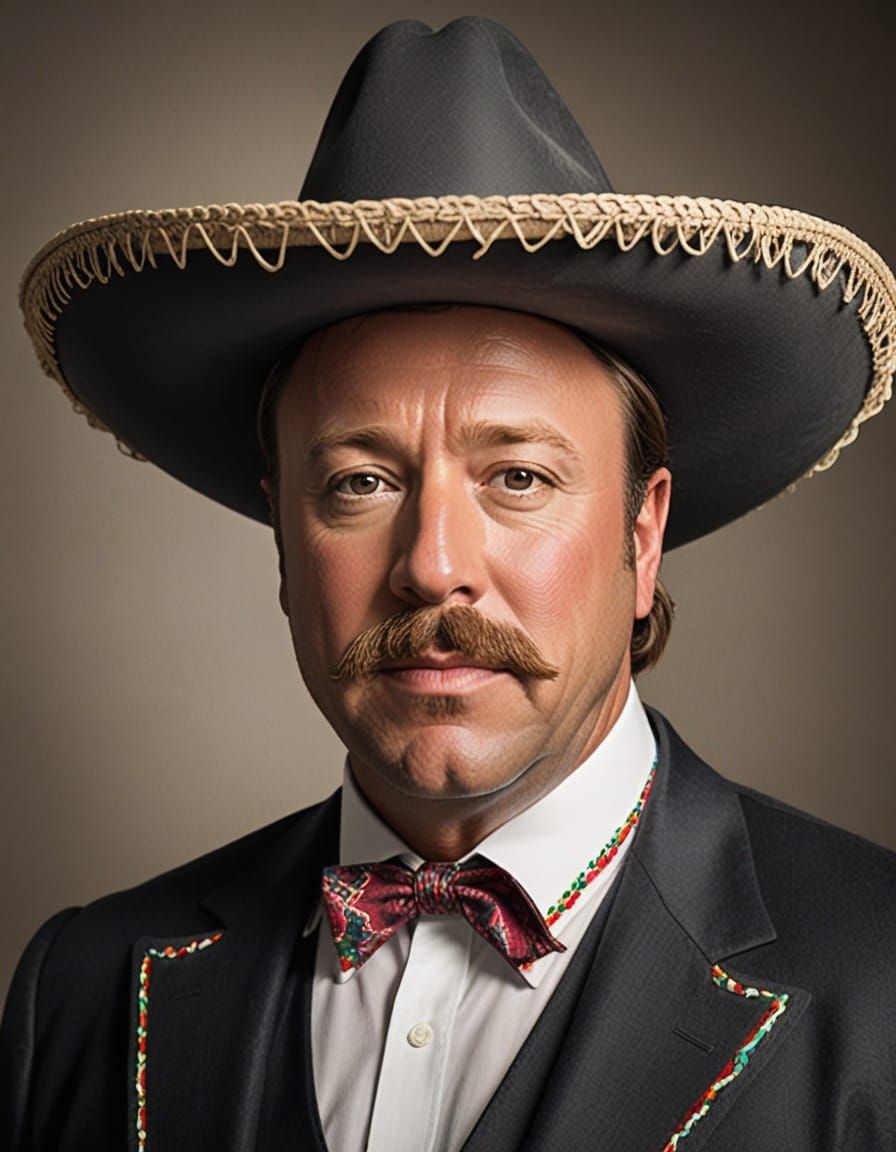 Alex Jones in Sombrero with Mexican Mustache