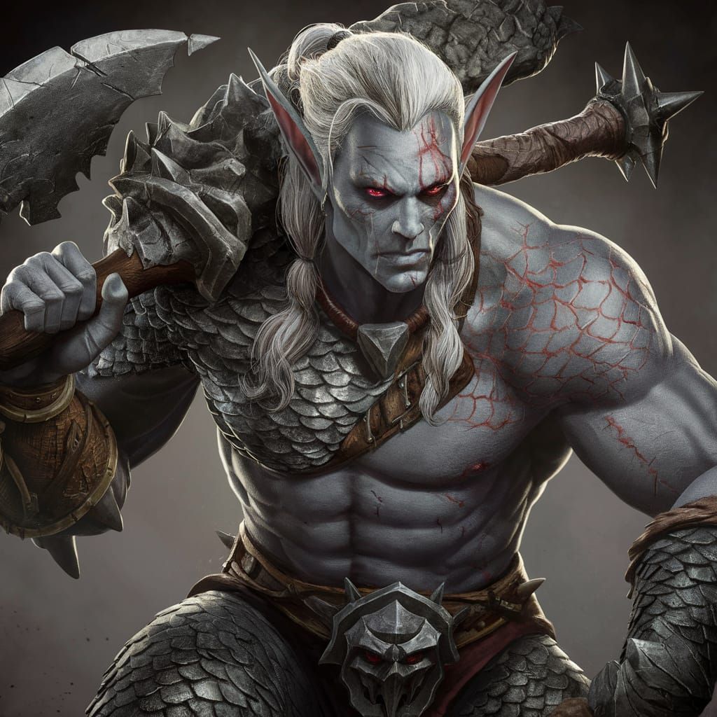 Drow Elf Warrior Illustration in Comic Book Style