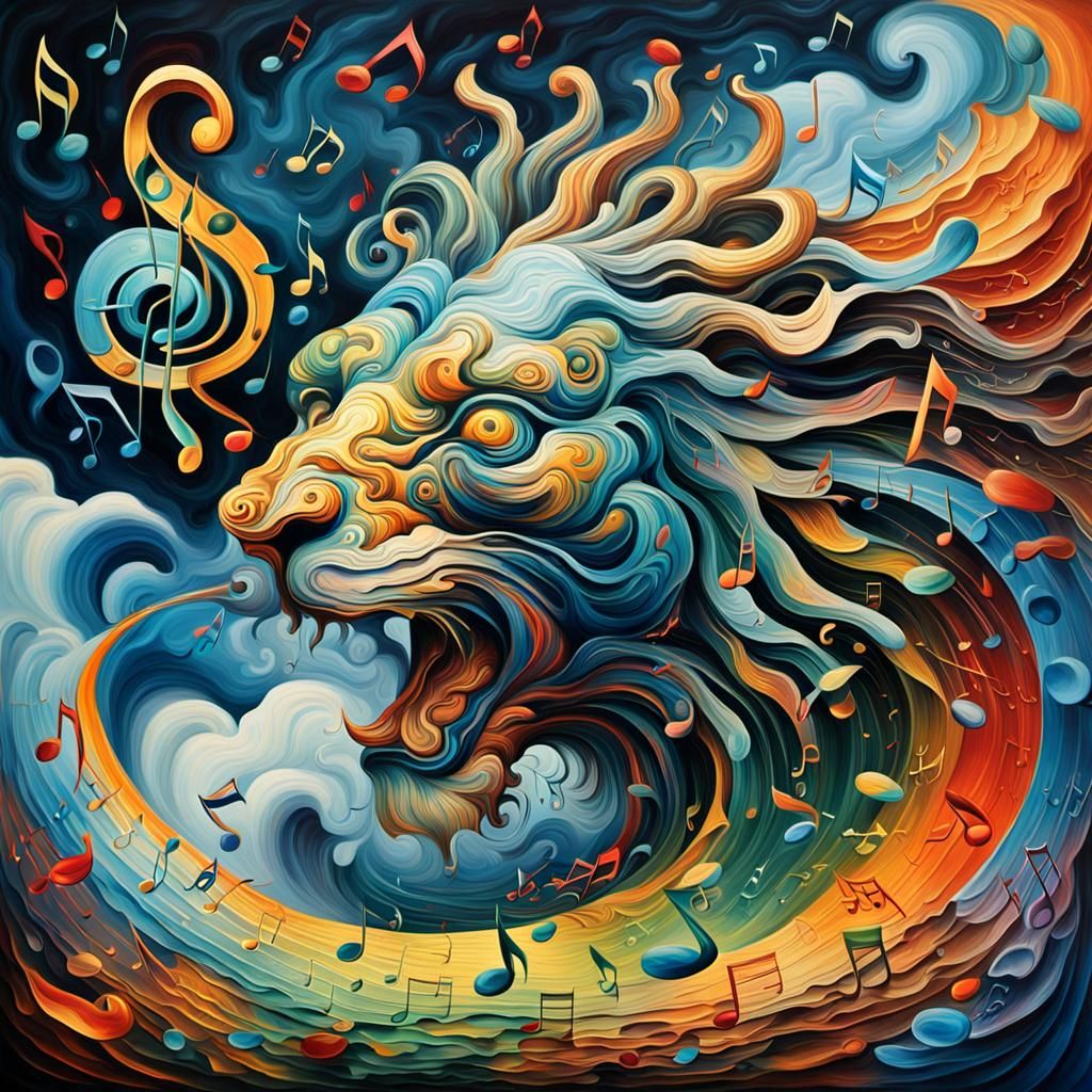 Musical Beast Emerges in Surreal Oil Painting