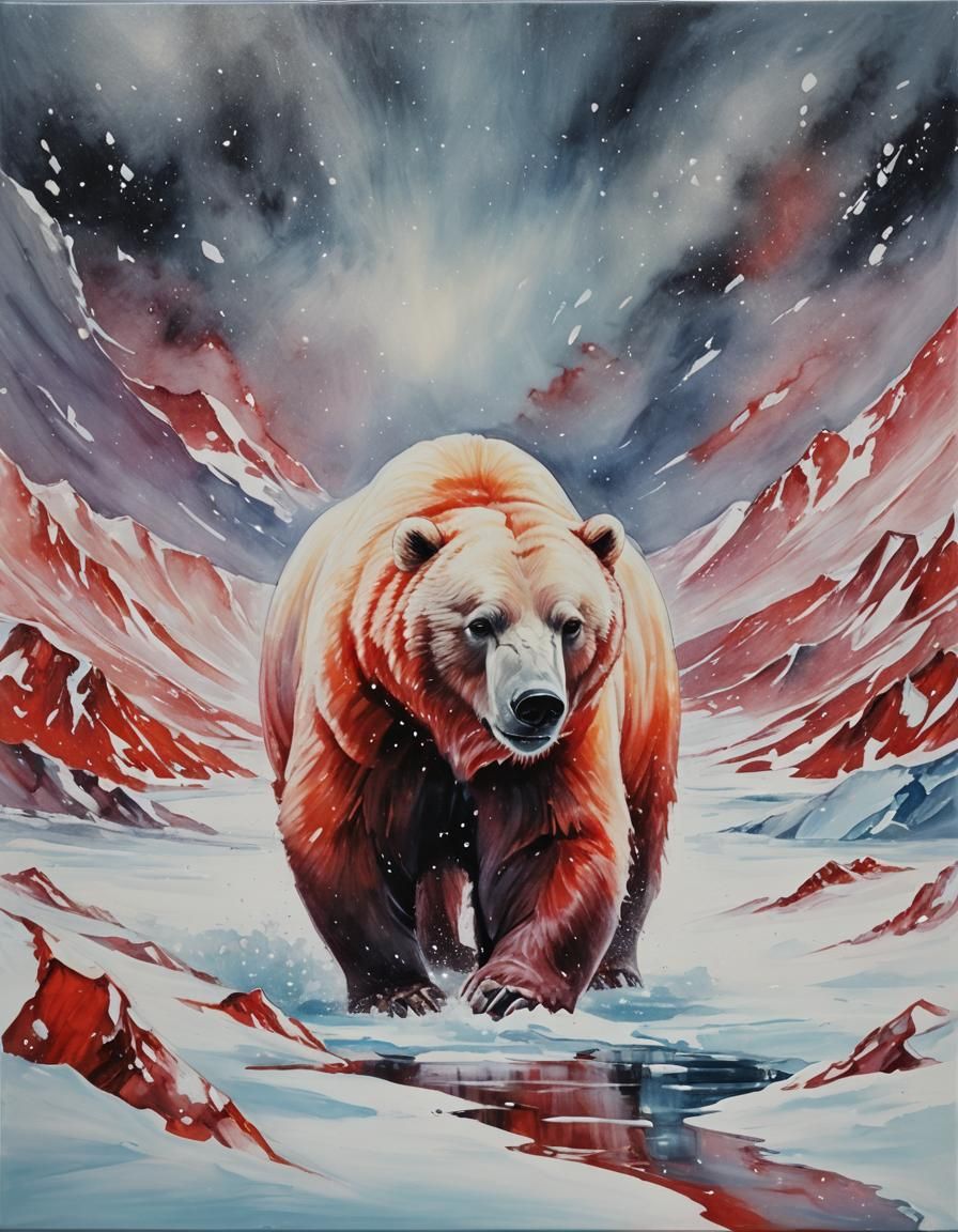 Abstract Acrylic Art: Meurig Polar Vermilion