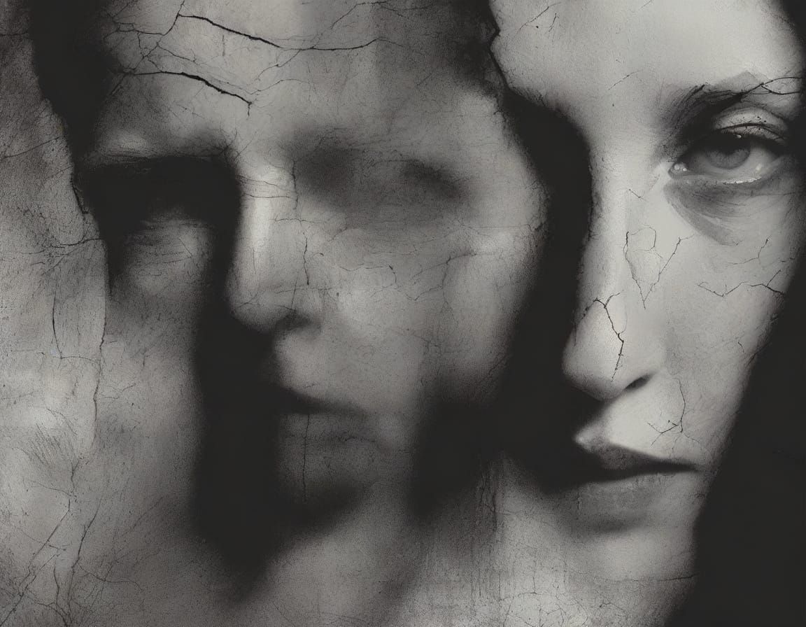 Gothic Surrealism: Figure in Brutalist Maze in Noir Style