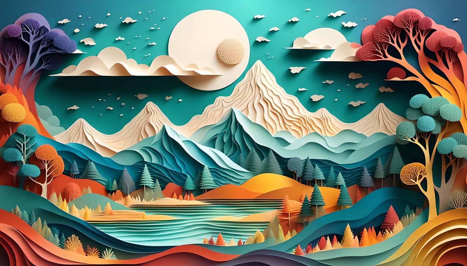 Colorful Paper-Cut Landscapes and Animals