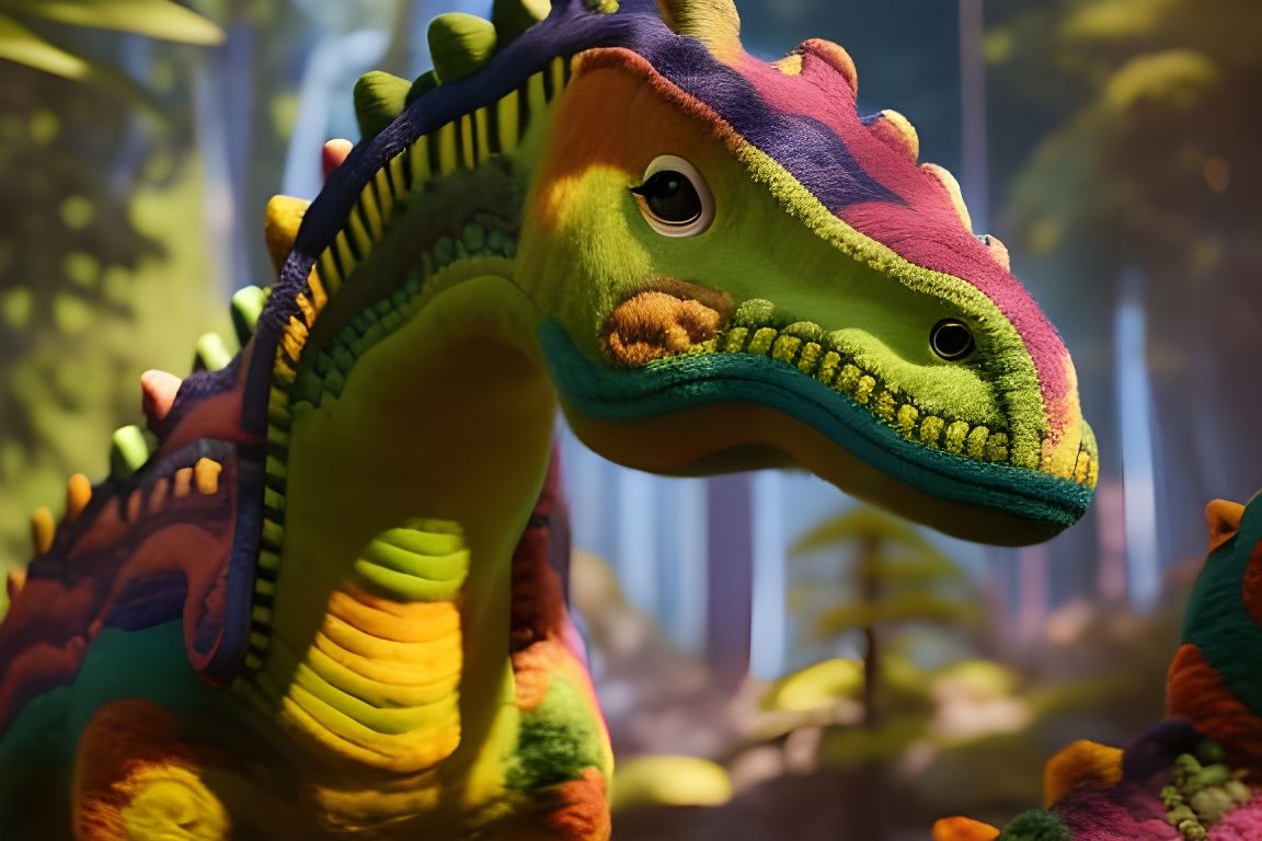 Hyperdetailed Dinosaurs in Lush Jungle Scene