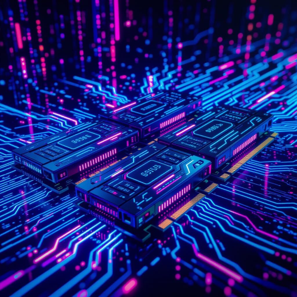 RGB RAM Modules in Dystopian Cyberpunk Style