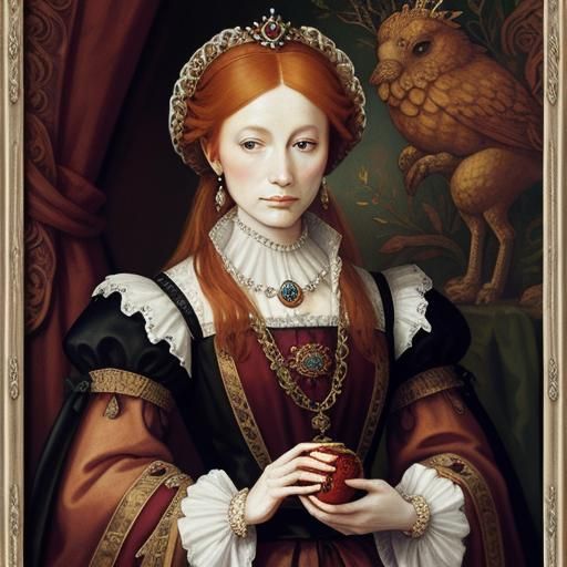Queen Elizabeth I Portrait in Holbein Style