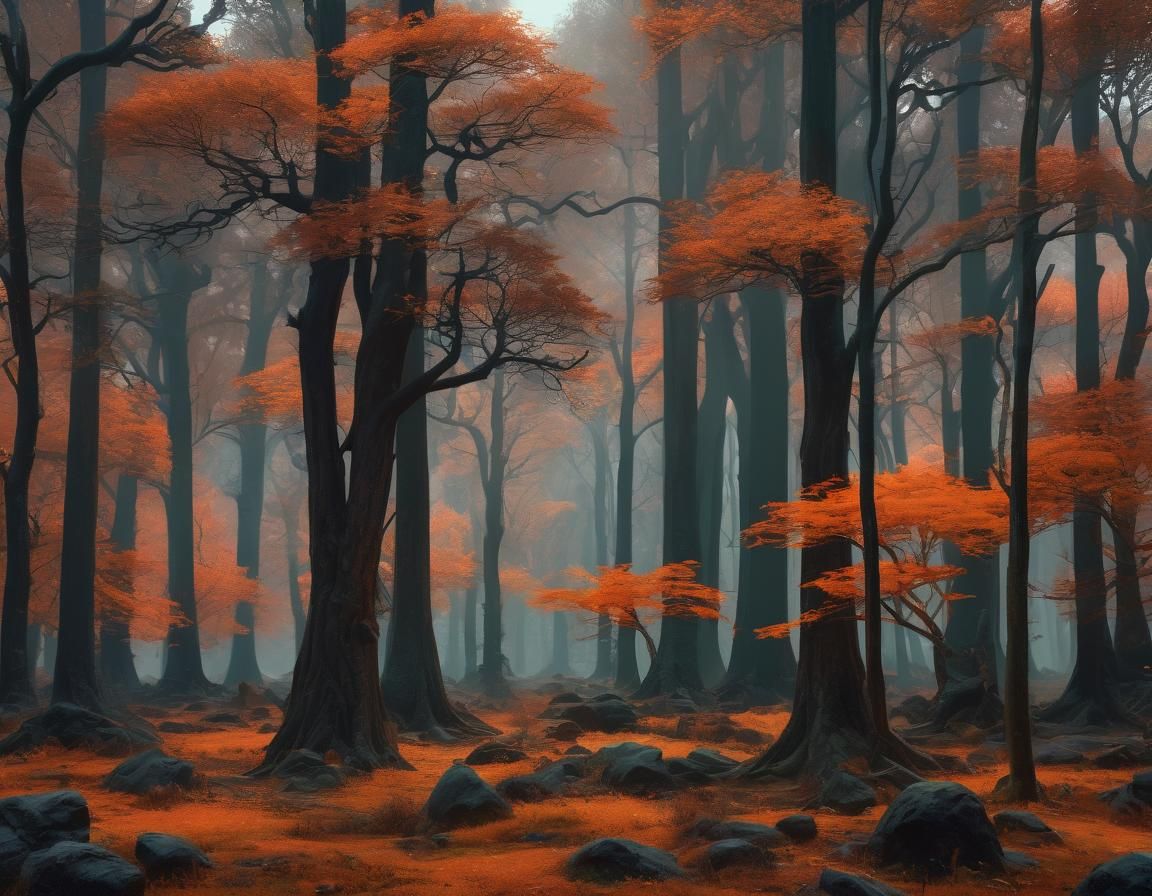 Majestic Autumn Tree in Vibrant Forest Landscape