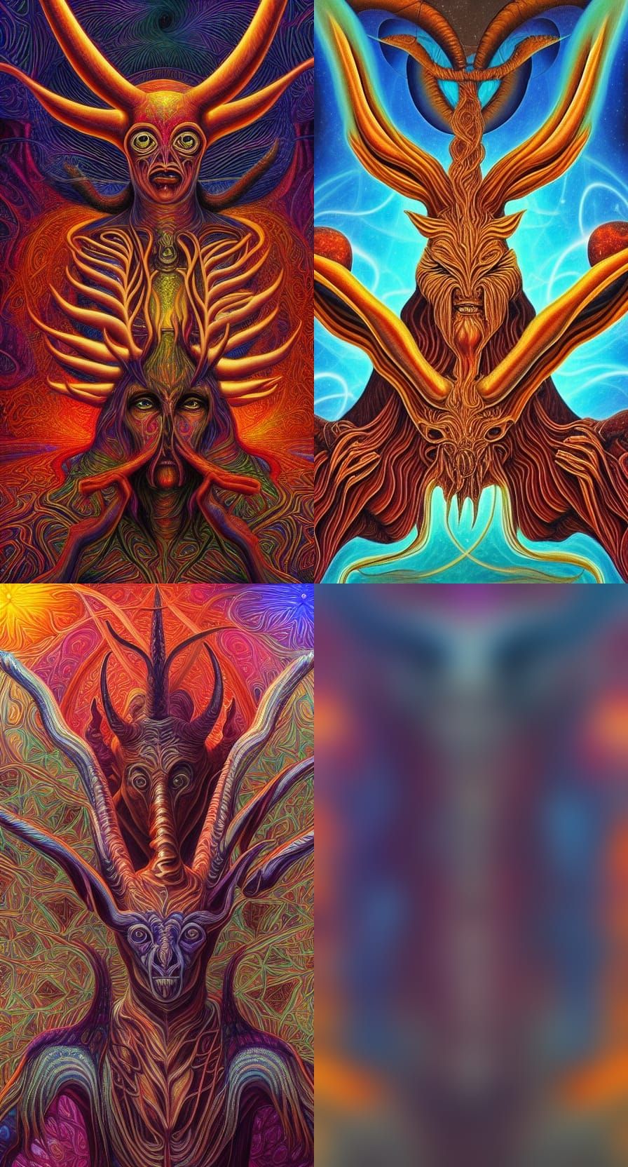 Fractal Baphomet in Oil Painting Style
