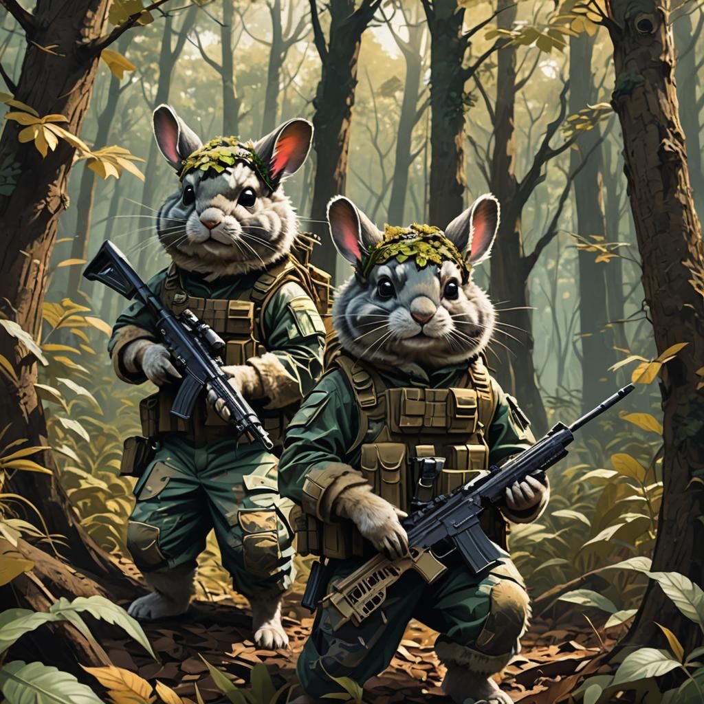 Chinchillas in Ghillie Suits: Fantasy Concept Art