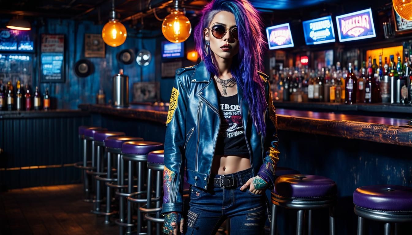 Anime Anti-Hero in Dystopian Bar