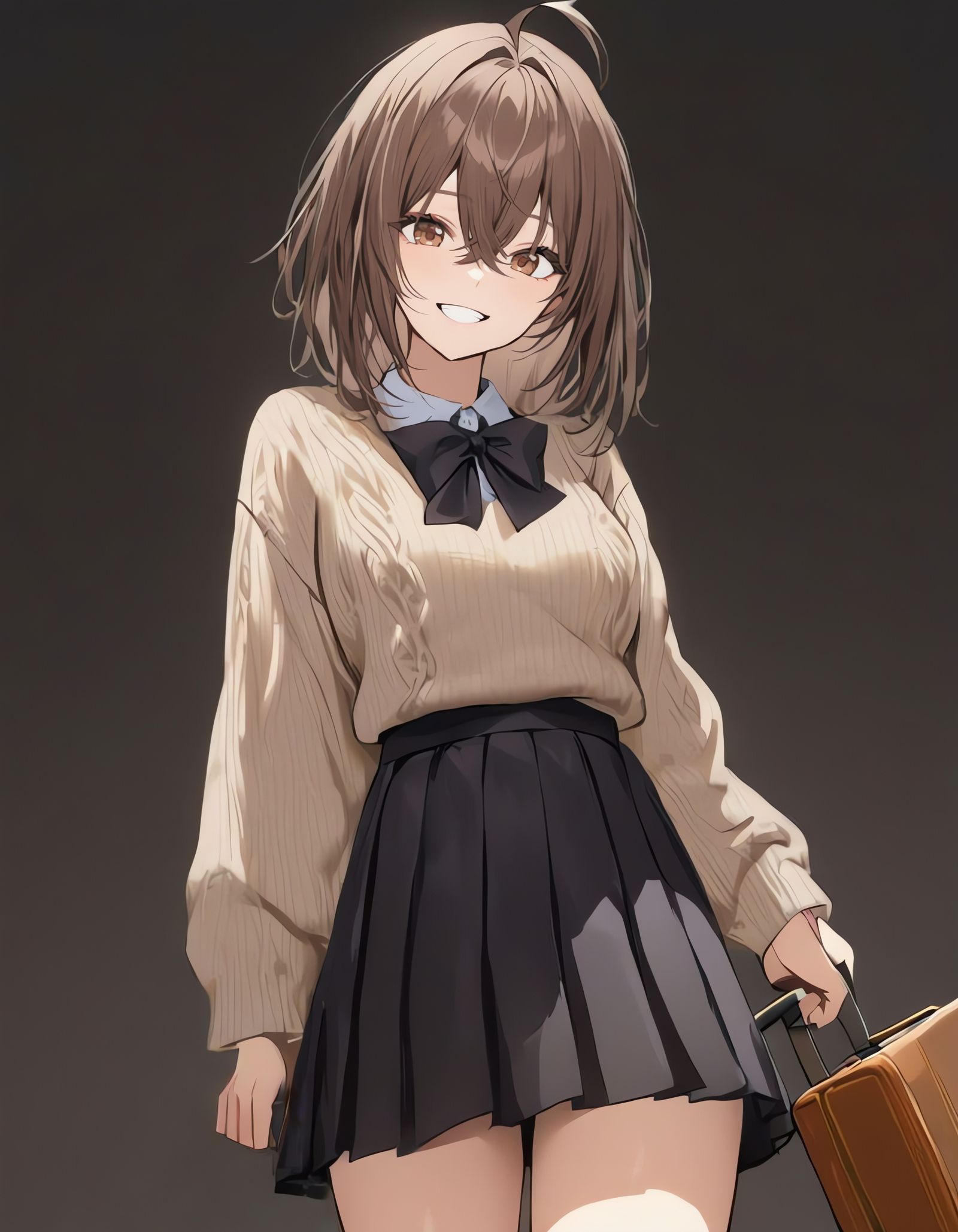 Anime Girl Ready for Voyage with Suitcase