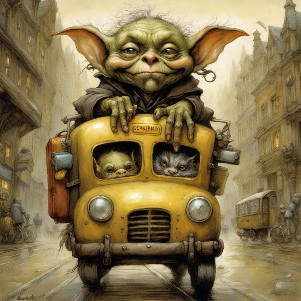 Adorable Goblin on Way to Kindergarten