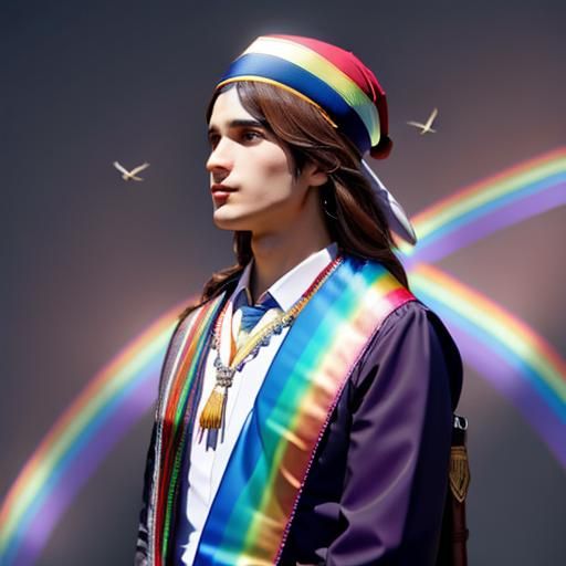 Sparrow Wearing Rainbow Jewish Tallit