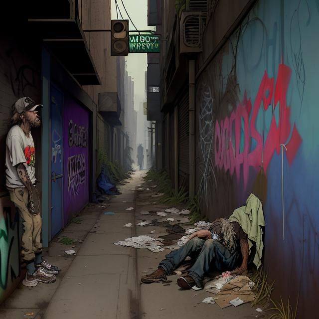 Neglected Urban Alleyway in Realistic Style