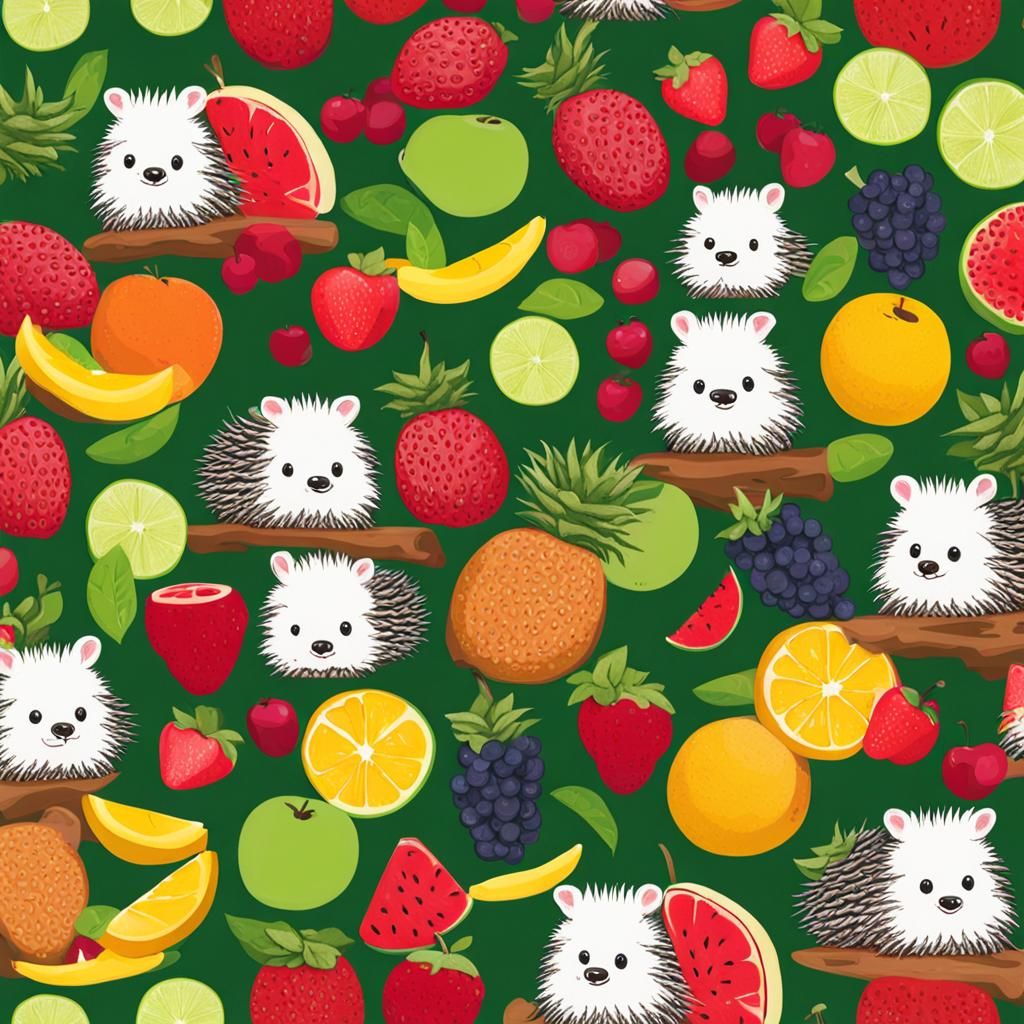 Fruit Themed Hedgehog Generated by AI
