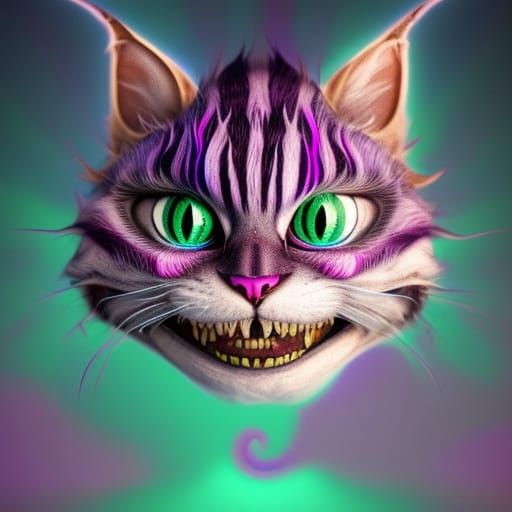 Hyperrealistic Cheshire Cat in Art Nouveau Style