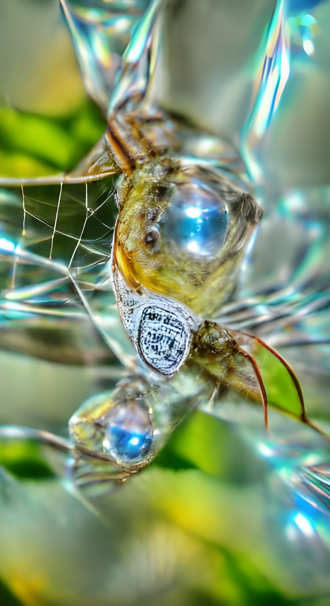 Glass Spider on Web: Macro Photorealism
