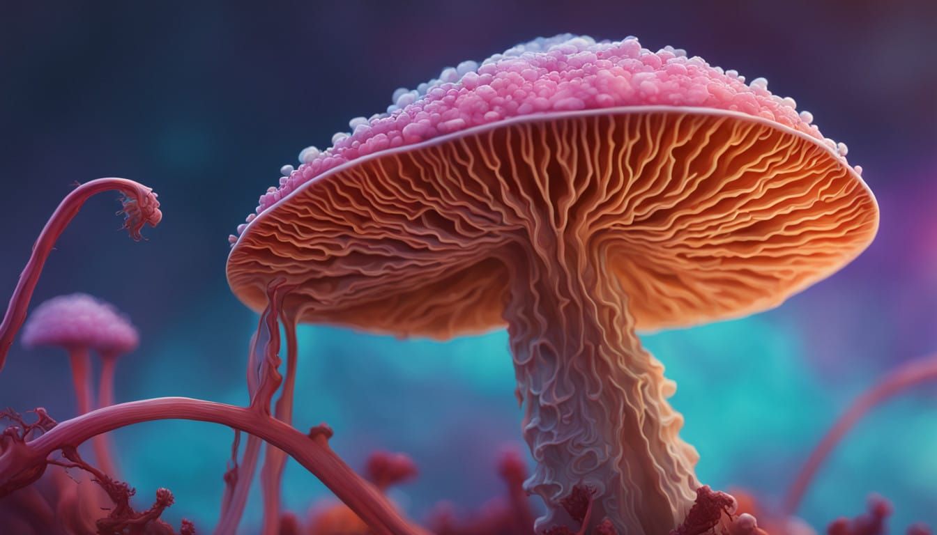 Hyper Realistic Fungus in Futuristic Landscape